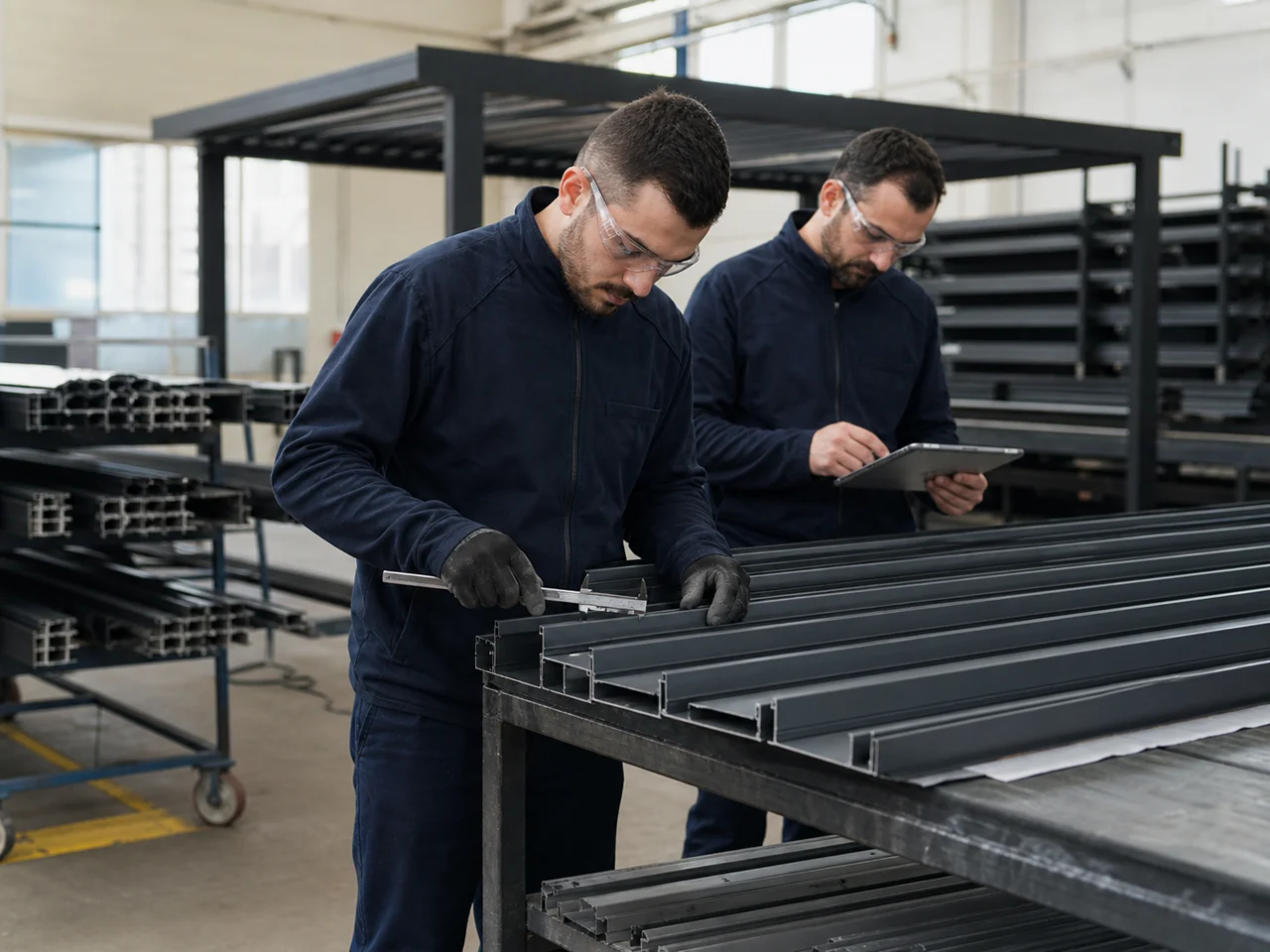 Ölçüye özel alüminyum sistemin Ersoy Tente fabrikasında hazırlanması